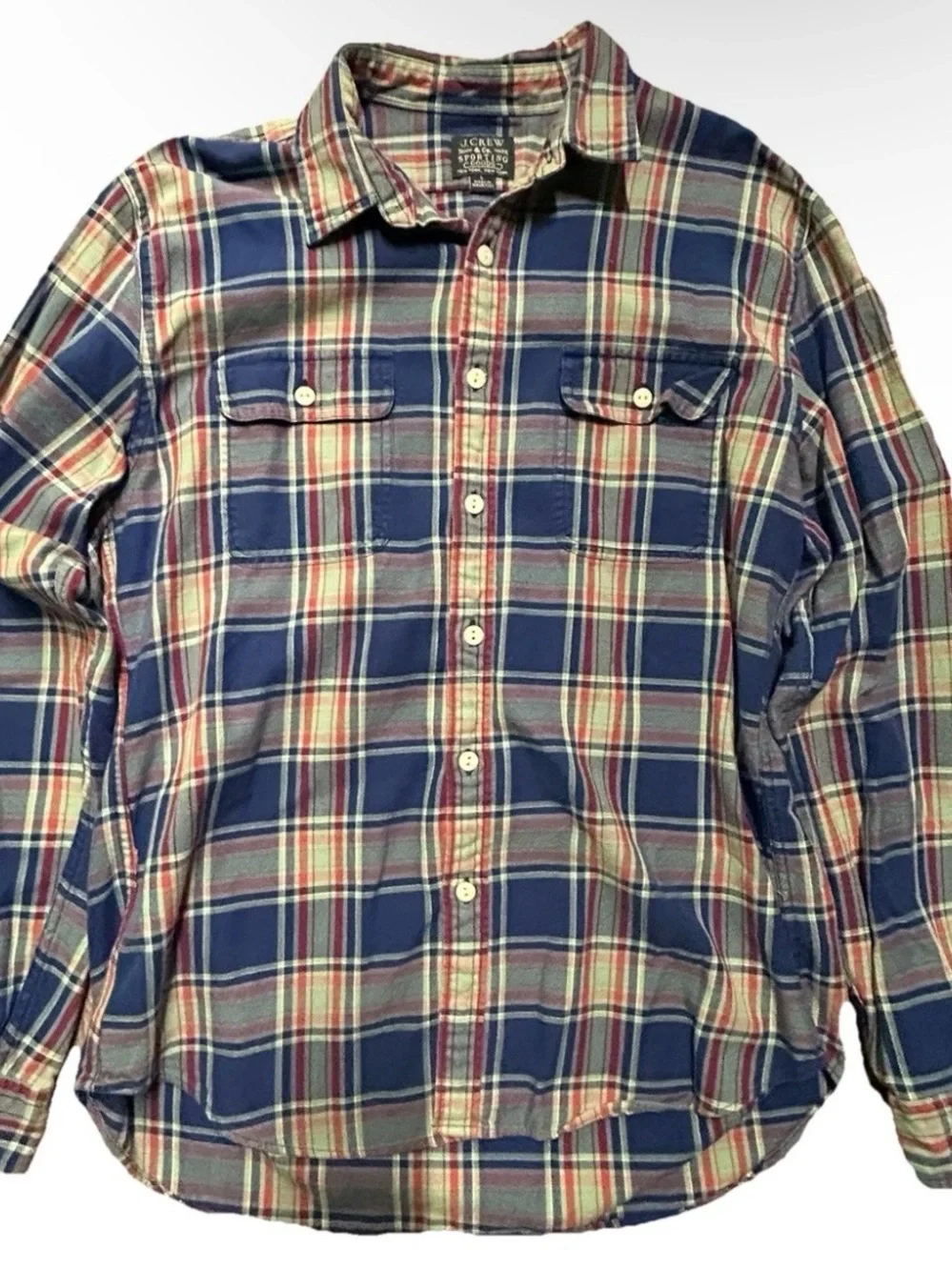 Men’s J. Crew Plaid Long Sleeve Flannel Button Up Shirt Size Large